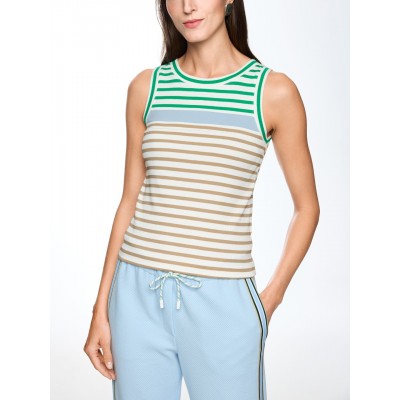 Marccain Sports - AS 6103J90 Top met strepen groen beige.